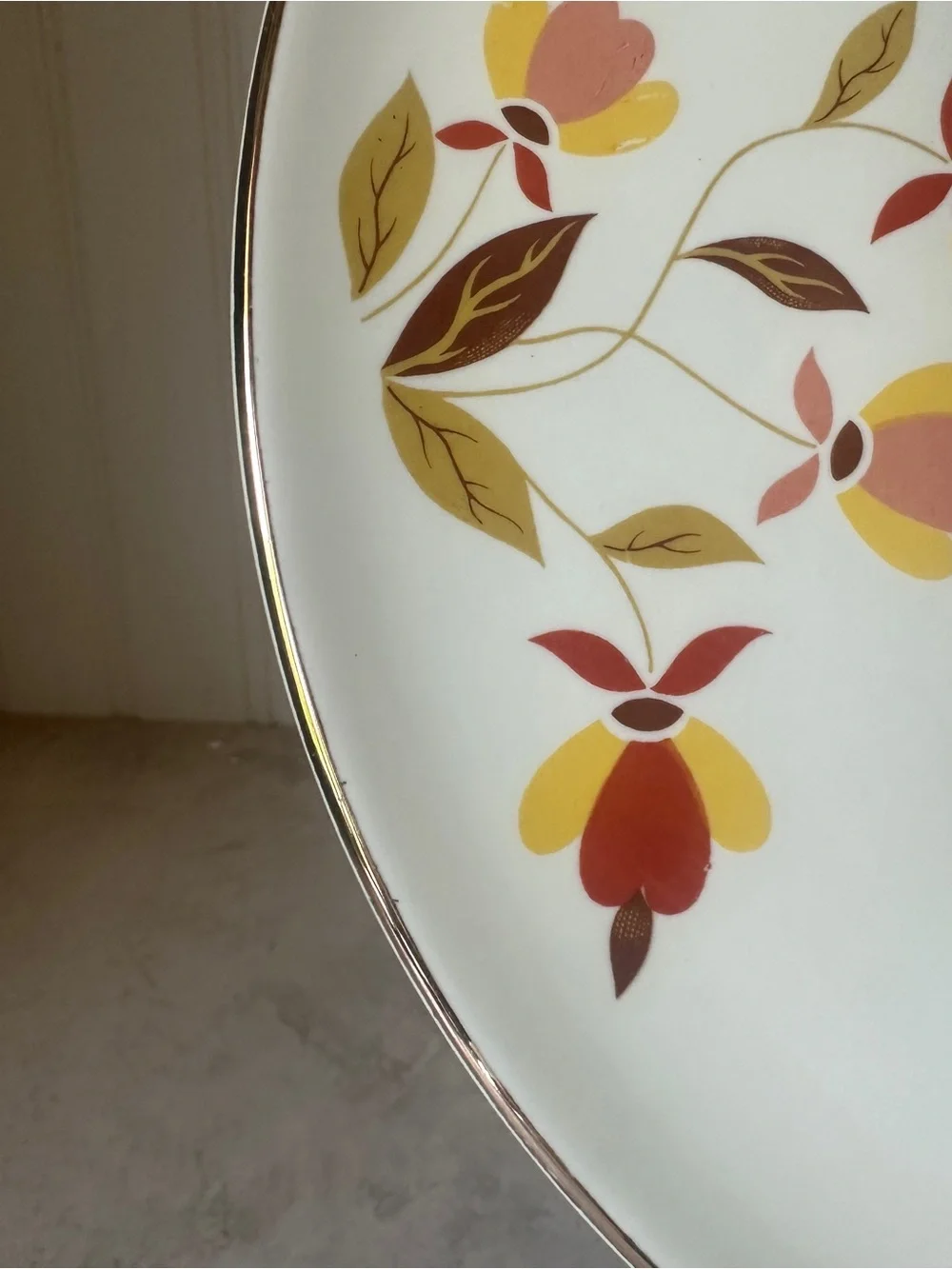 Vintage Superior Hall China Autumn Leaf Cake Plate Hot Plate Trivet 9.75” EUC